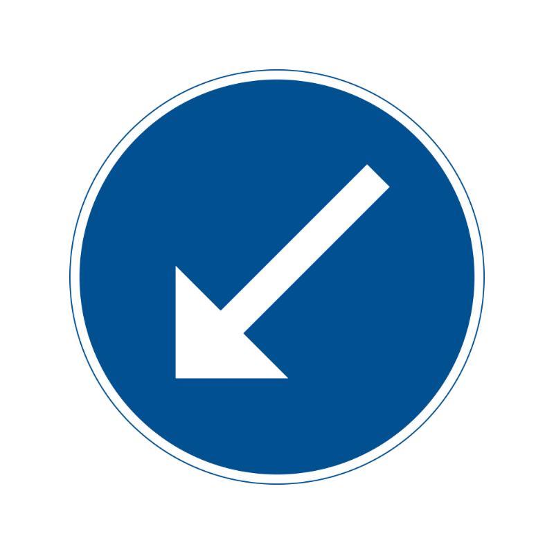 Påbjuden körbana vänster som innebär att du måste välja vänster körbana